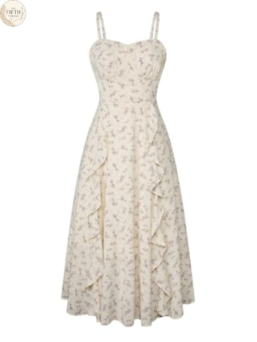 Belle Poque Women's Boho Floral Midi Dress Ruffle Empire Waist Sleeveless